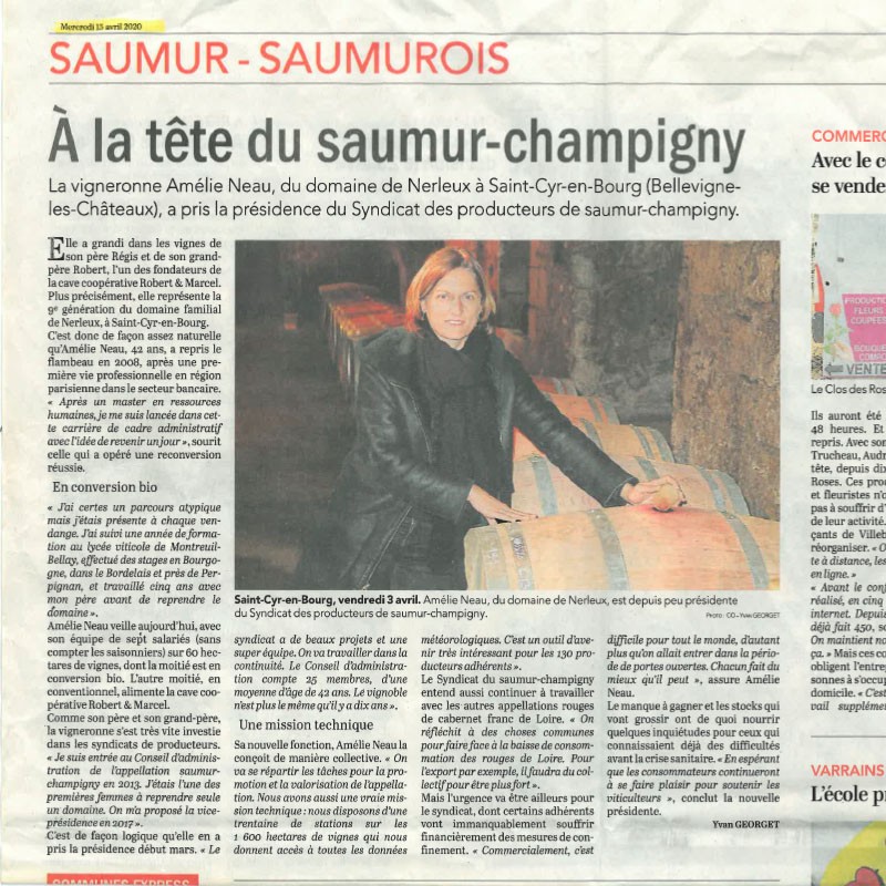 Nerleux Courrier de l'Ouest avril 2020