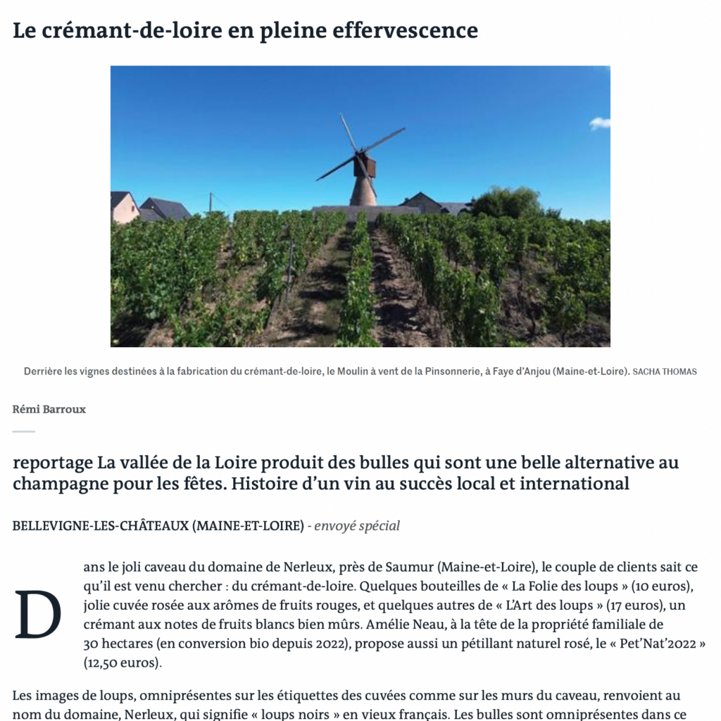 Article de presse de décembre 2023 Le Monde Nerleux